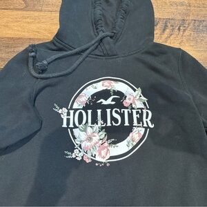 Hollister sweatshirt black with floral olive pink logo